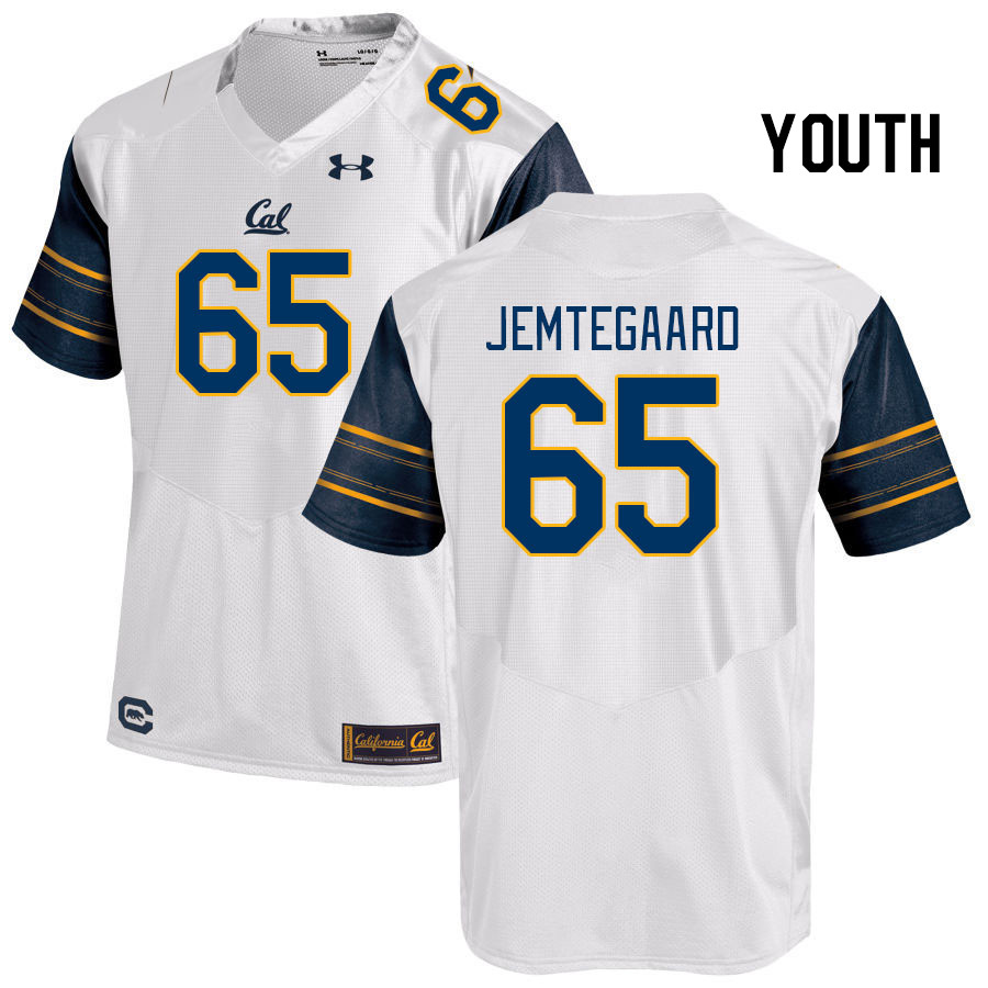 Youth #65 Dylan Jemtegaard California Golden Bears College Football Jerseys Stitched Sale-White - Click Image to Close